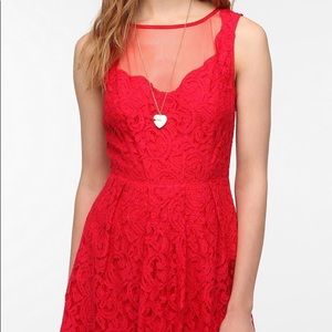 Red sexy net open back dress